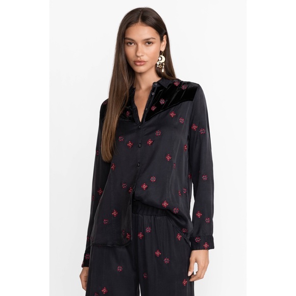 Johnny Was, Workshop, Maxine Western Embroidered Seamed Long Sleeve Shirt - Picture 4 of 16